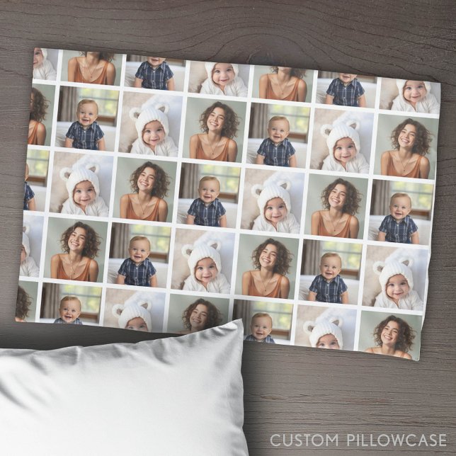 Funda De Cojín Crear un Collage de fotos Personalizado con 3 foto (Custom Pillowcase with Photo Collage)