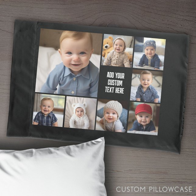 Funda De Cojín Crear un Collage de fotos Personalizado con 8 foto (Create Your Own Photo Collage Pillowcase)