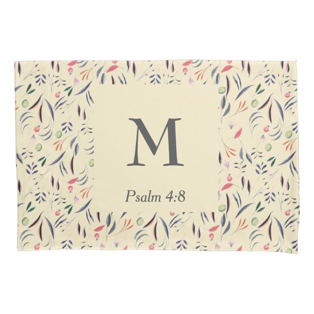 Funda De Cojín Crema FLORAL | MONOGRAM | Cristiano (Anverso)
