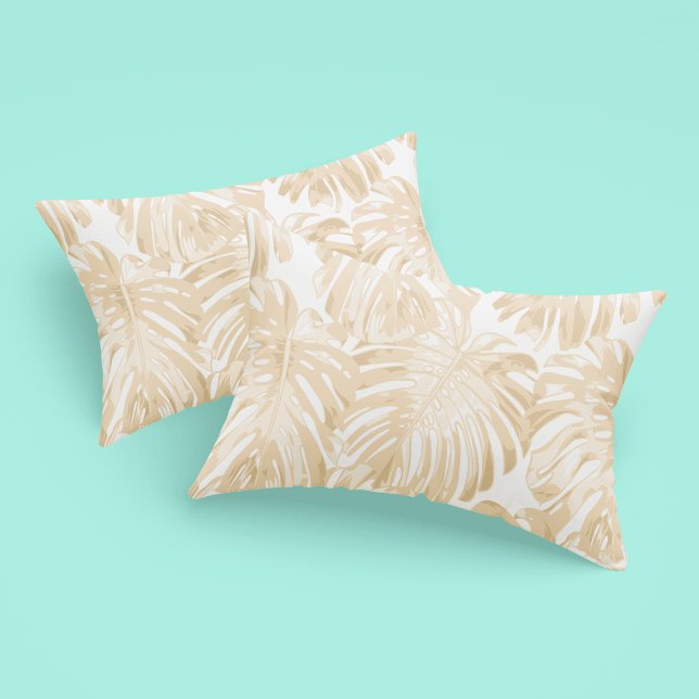 Funda De Cojín Crema tropical ligera amarilla de hojas de la selv (Subido por el creador)