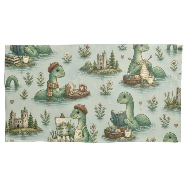 Funda De Cojín Criptídeos Acogedores Nessie Monstruo del Lago Nes (Anverso)