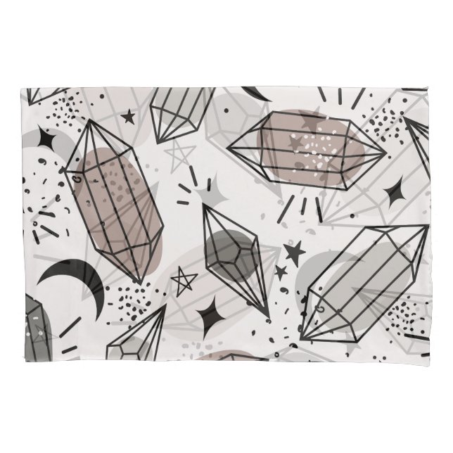 Funda De Cojín Cristales, Luna, Estrellas, Diseño superficial. (Anverso)