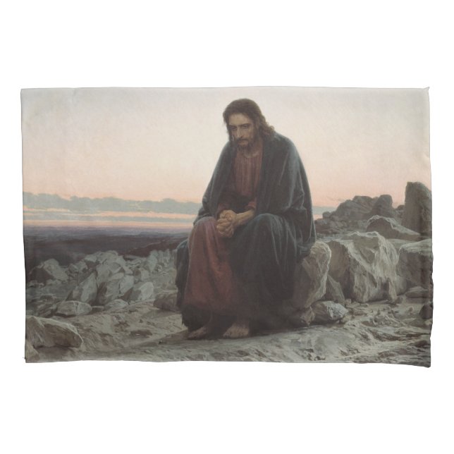 Funda De Cojín Cristo en el salvaje (por Ivan Kramskoi) (Anverso)