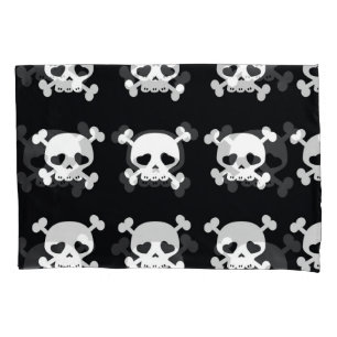 Funda De Cojín Crossbone cráneo: Patrón blanco-negro.