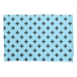 Funda De Cojín Cruces de polka negra en azul bebé