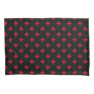 Funda De Cojín Cruces de polka roja sobre negro