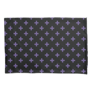 Funda De Cojín Cruces de polka ultravioleta sobre negro
