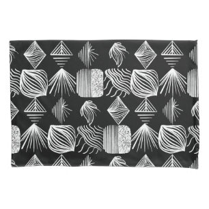 Funda De Cojín Crudo trapo tribal caribeño - Negro y blanco,