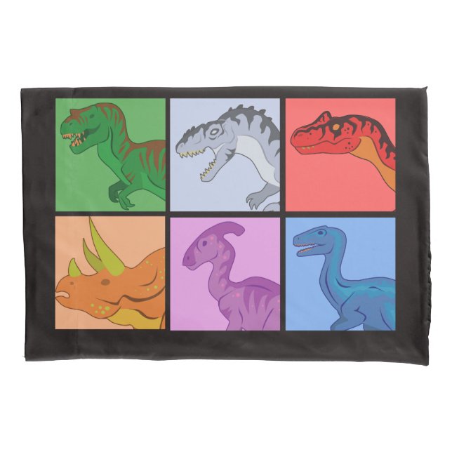 Funda De Cojín Cuadrados de dinosaurios (Anverso)