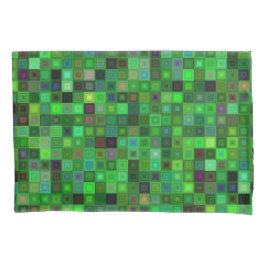 Funda De Cojín Cuadrados verdes del tono