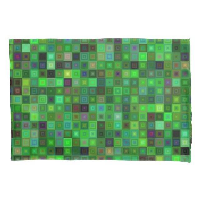 Funda De Cojín Cuadrados verdes del tono (Anverso)
