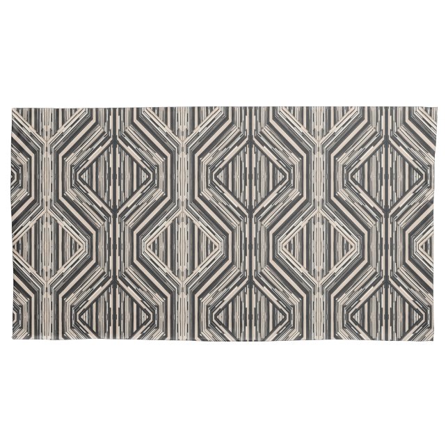 Funda De Cojín Cuadrados y diamantes de rayas modernas de Trellis (Anverso)