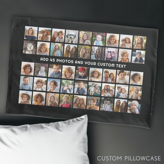 Funda De Cojín Cuadrícula de Collage de fotos cuadrada de 45 con  (Custom Photo Collage Pillowcase)