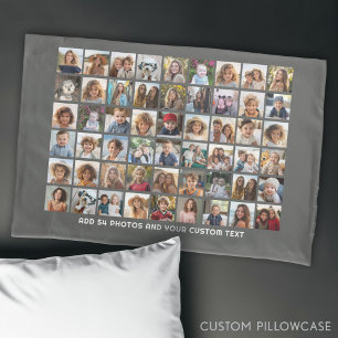 Funda De Cojín Cuadrícula de Collage de fotos cuadrada de 54 con