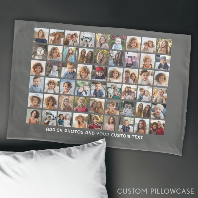 Funda De Cojín Cuadrícula de Collage de fotos cuadrada de 54 con  (Custom Photo Collage Pillowcase)