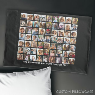 Funda De Cojín Cuadrícula de Collage de fotos cuadrada de 63 con