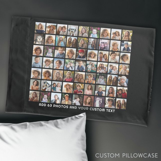 Funda De Cojín Cuadrícula de Collage de fotos cuadrada de 63 con  (Custom Photo Collage Pillowcase)