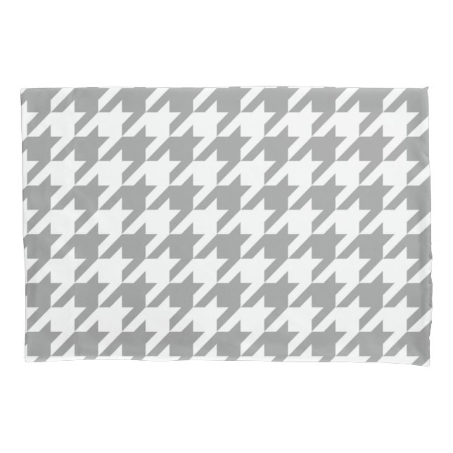 Funda De Cojín Cuadro Houndstooth blanco Gris Ceniza (Anverso)