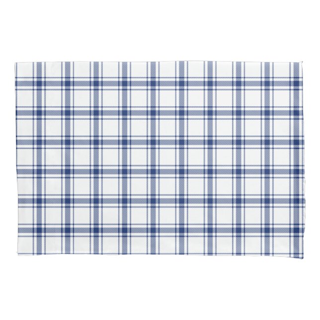 Funda De Cojín Cuadro náutico azul y blanco (Anverso)