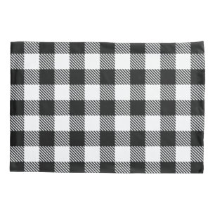 Funda De Cojín Cuadros de Búfalo Negro Blanco