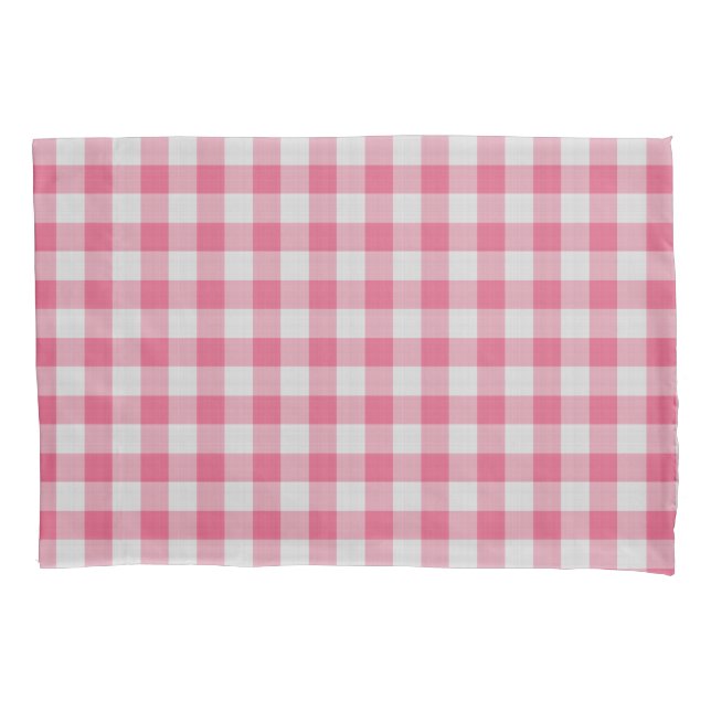 Funda De Cojín Cuadros de cuadros gingham rosa oscuro (Anverso)