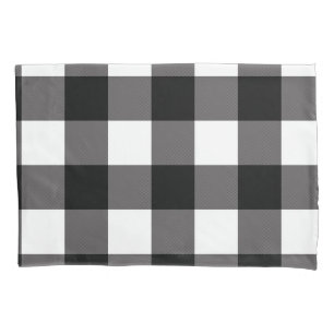 Funda De Cojín Cuadros de cuadros negros y blancos de Buffalo Pla