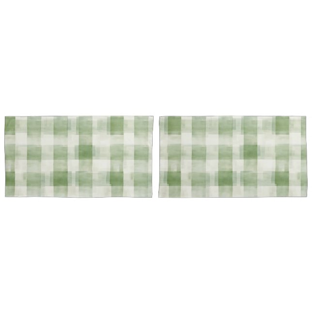 Funda De Cojín Cuadros Verdes Crema   (Anverso - Set)