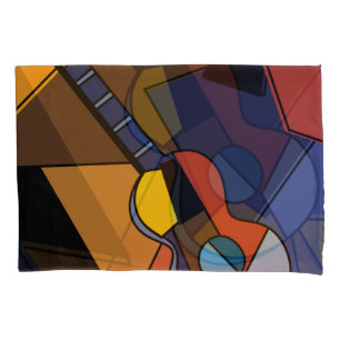 Funda De Cojín Cubista De Surrealismo De Guitarra.