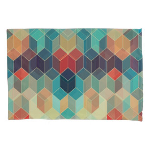 Funda De Cojín Cubos geométricos hipster: fondo de mosaico retro.