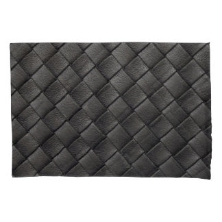 Funda De Cojín Cuero negro trenzado: textura vintage