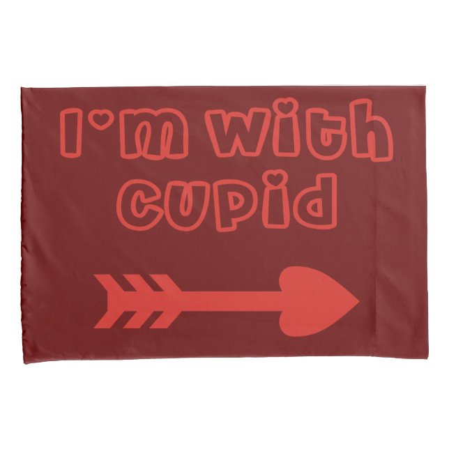 Funda De Cojín Cupido y estoy con Cupido (Anverso-Derecho)