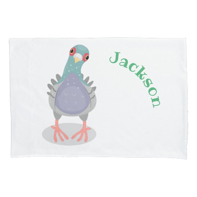 Funda De Cojín Curioso ilustracion personalizado de palomas (Anverso)