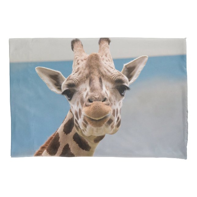 Funda De Cojín Curioso retrato de jirafa (Anverso)