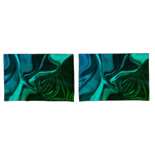 Funda De Cojín Curva y dobla el efecto cyan nickled y greenleaf