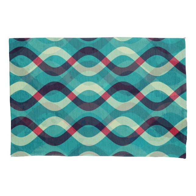 Funda De Cojín Curvas retro: efecto de patrón de niebla. (Anverso)