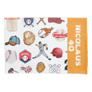 Funda De Cojín Custom Baseball coach pattern in white and orange