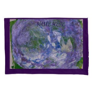 Funda De Cojín Custom Name Purple Green Abstract Painted