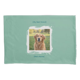 Funda De Cojín Custom Pet Photo & Name Brushstroke Bed Pillowcase