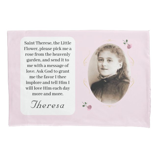 Funda De Cojín Customizable Patron Saint (St. Therese) (Anverso)