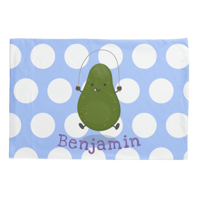Funda De Cojín Cute aguacate salto cuerda personalizado ilustraci (Reverso)