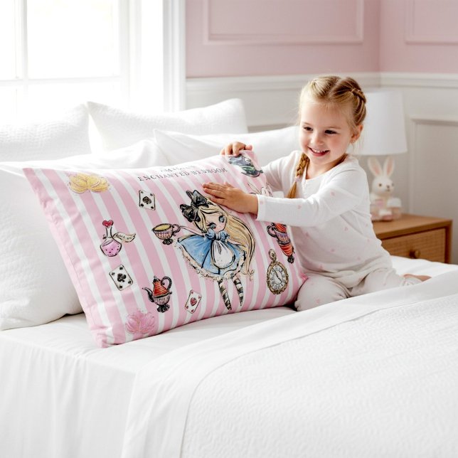 Funda De Cojín Cute Alice in Wonderland Pink Stripe Bedding (Subido por el creador)