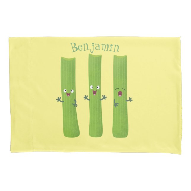 Funda De Cojín Cute apio palitos trio verduras personalizados (Anverso)