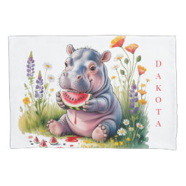 Funda De Cojín Cute Baby Hippopotamus Watermelon Baby Shower Gift