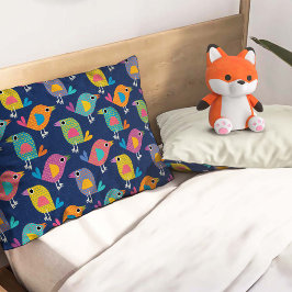 Funda De Cojín Cute Bird Pattern on Blue