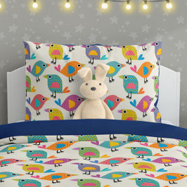 Funda De Cojín Cute Bird Pattern on Cream