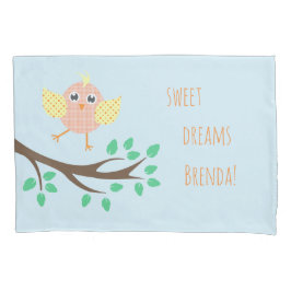 Funda De Cojín Cute Bird Sweams Dreams Light Blue Kids