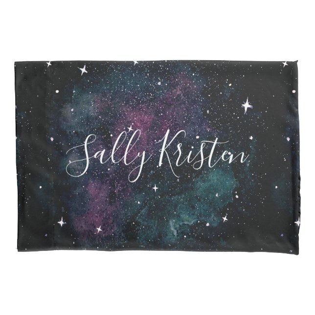 Funda De Cojín Cute Black Starry Night Sky Galaxy Space Decour (Anverso)