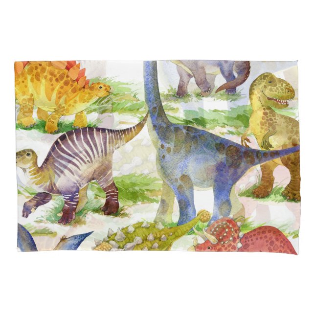 Funda De Cojín Cute Dinosaurios Acuarela Arte Sin Marea (Anverso)