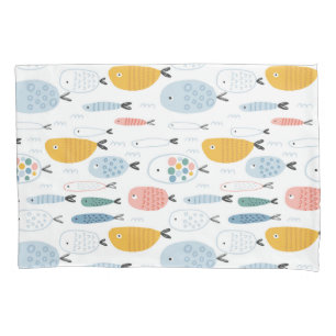 Funda De Cojín Cute Doodle School of Fish Pattern