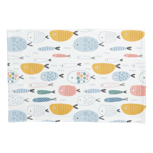 Funda De Cojín Cute Doodle School of Fish Pattern (Anverso)